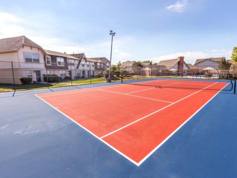 This image shows the premium community amenities, showing the ideal 2 lighted tennis court. A spacious area for both players and audiences.